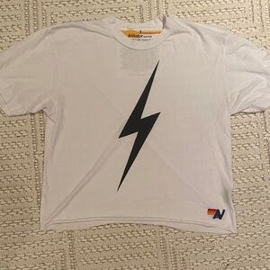 Aviator Nation White Tee with Black Bolt